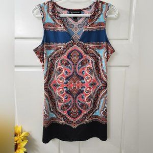 ! INC Women's Bohemian Inspired Print Soft Sleeveless V-Neck Blouse Size M !